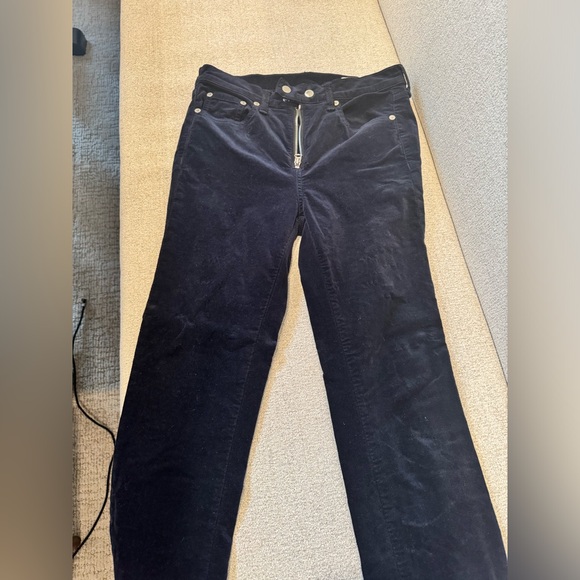 Rag & Bone front zipper with snaps dark Clancy velvet pants - Picture 2 of 6